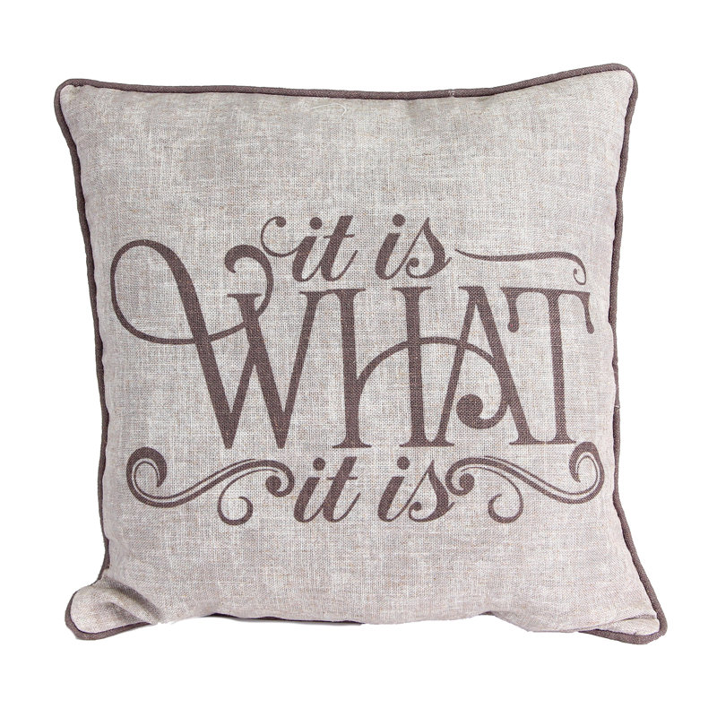 Dark Taupe Polyester-Linen Reversible Square Throw Pillow