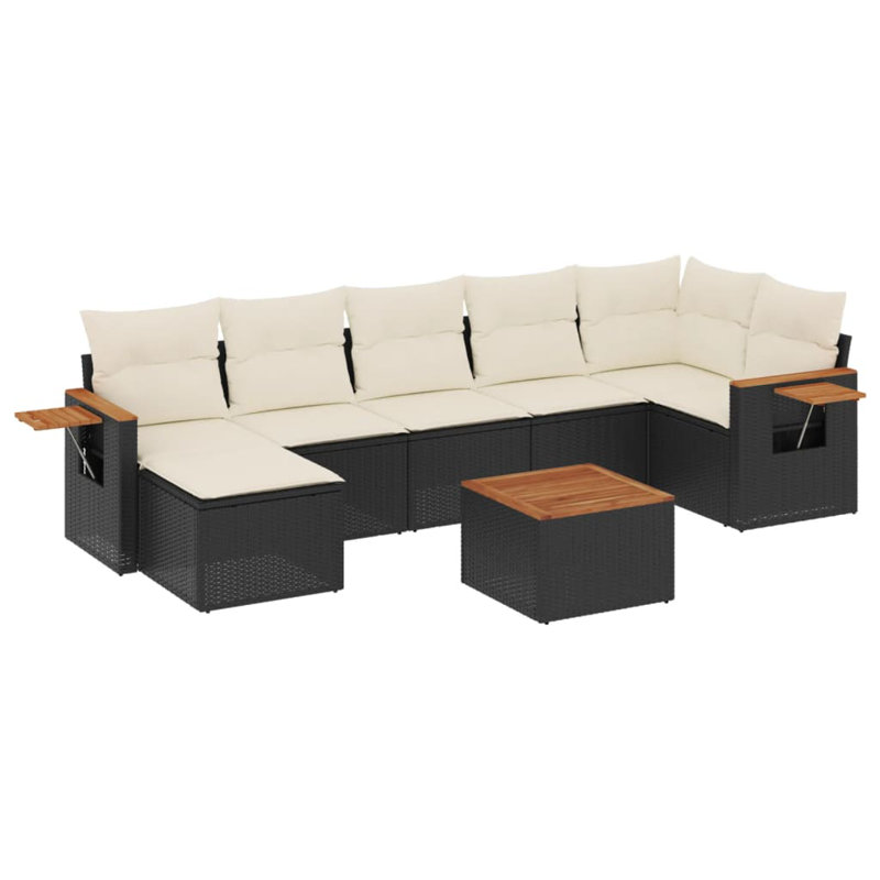 Grand canapé modulaire en rotin PE Vidaxl, Noir