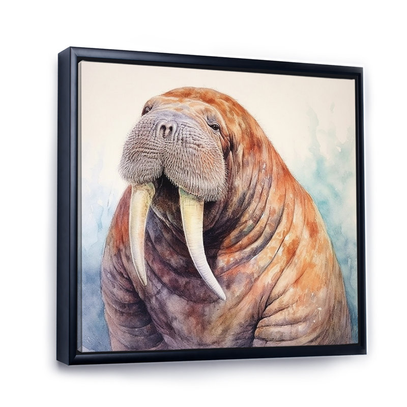 " Wild Walrus ", Black Floater Framed, 16" H x 16" W x 1" D