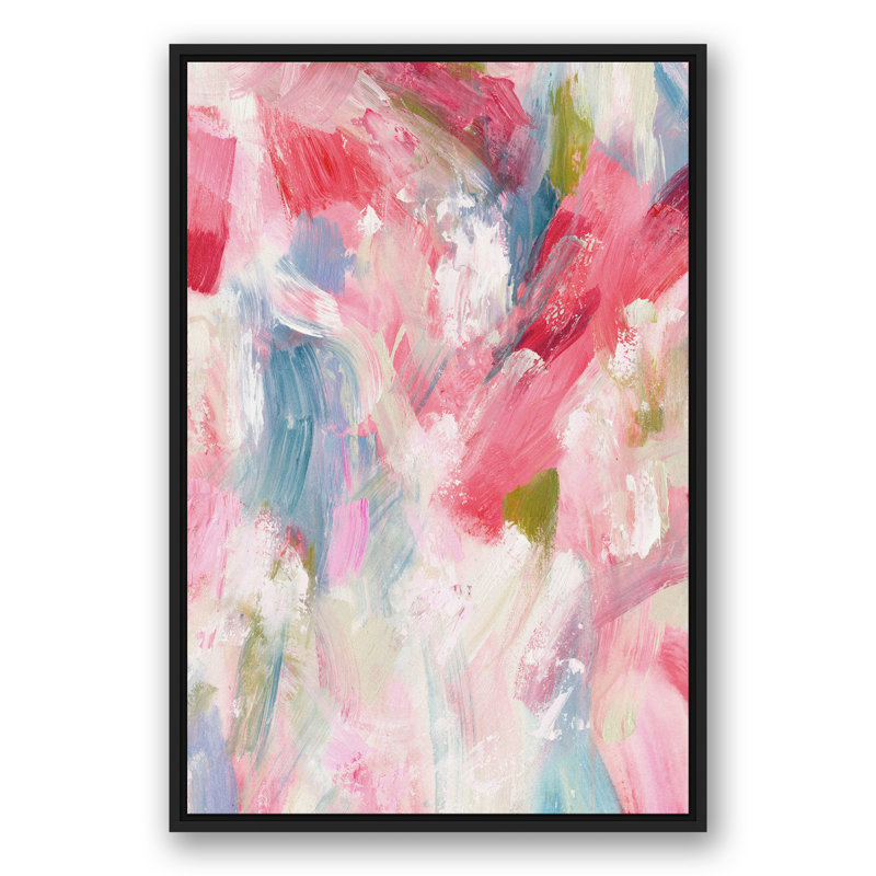 Bright Bold Blotches Floating Framed Canvas, 37.75" H x 25.75" W x 1.75" D, Black Floater Framed