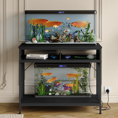 40-50 Gallon Aquarium & Reptile Stand with Storage, Metal Frame Fish Tank Stand Table 39.4" x 18.9" with Drawers, Adjustable Height, 660 LBS Capacity