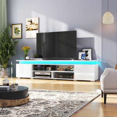 83" TV Stand/Media Console For Tvs Up To 95" With Power Outlets, USB Ports And LED Light Strips