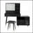 Modern Makeup Vanity Desk With Adjustable LED Lights, Retractable Side Cabinet, And Built-In Power Outlet For Enhanced Beauty Routine-2097566439