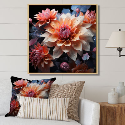 Impression sur toile mauve et orange Zinnias efflorescence