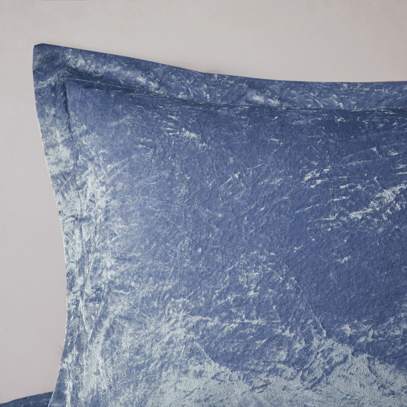 Housse de couette double / grand en velours bleu pervenche avec coussin décoratif luxueux double / grand, charme captivant