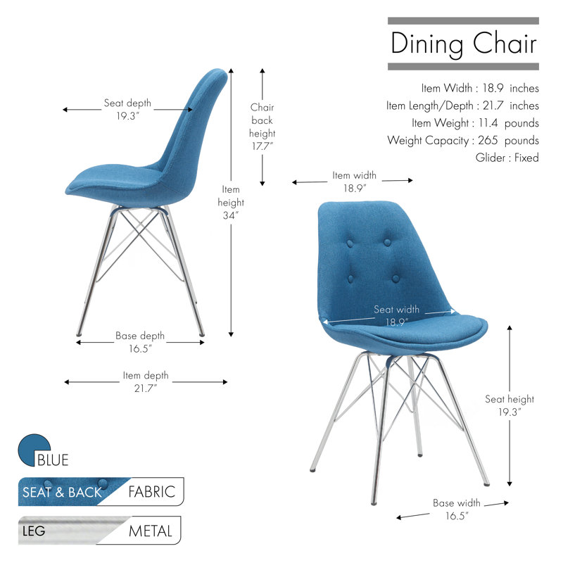 Dunkerton Upholstered Dining Chair, Blue