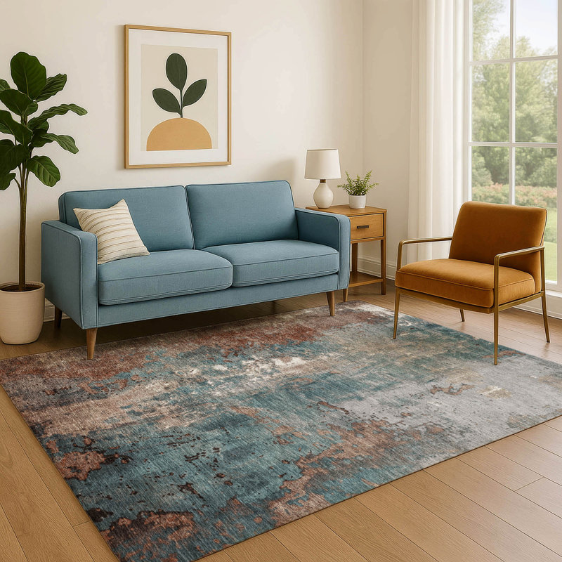 Premium Machine Washable Medena AMF1870 Abstract Rug, Rectangle 9' x 12'