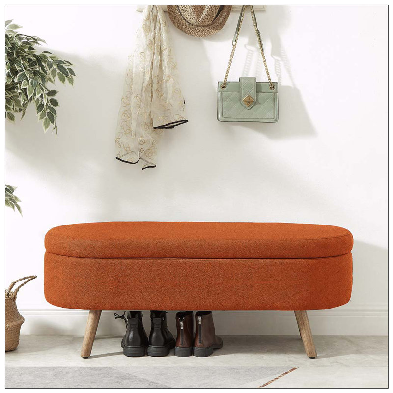 Banc de rangement avec repose-pieds ovale, Orange
