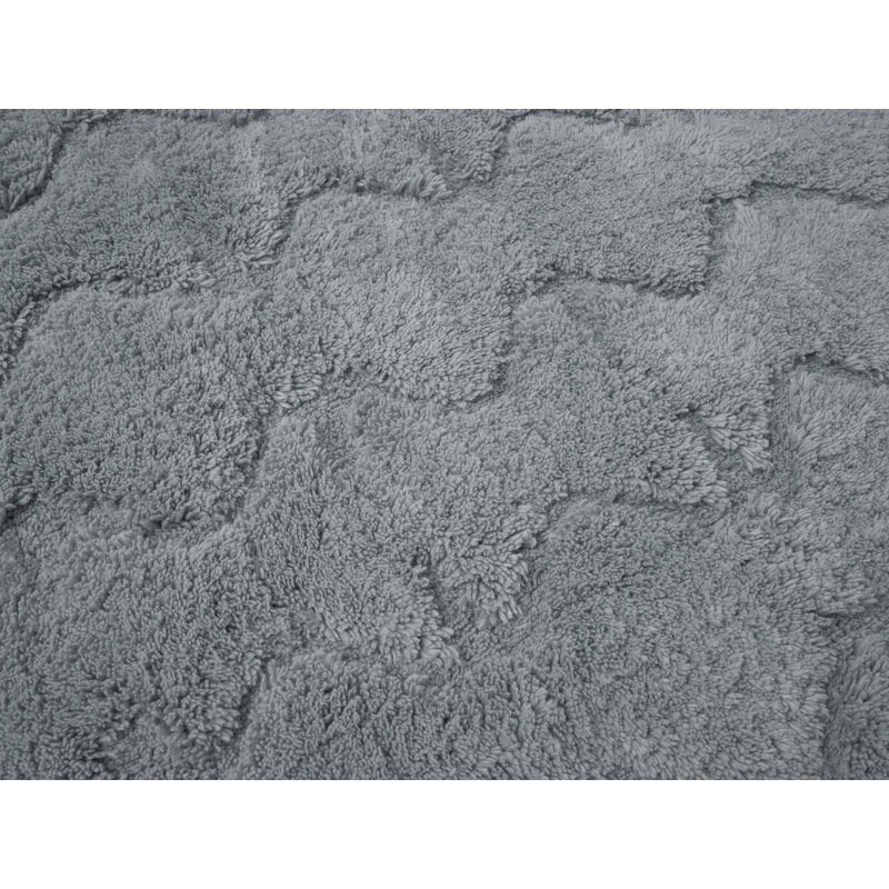 Diamond Shag Organic 100% Cotton Geometric Rectangle Bath Rug, Single - 72" L x 30" W, Fossil