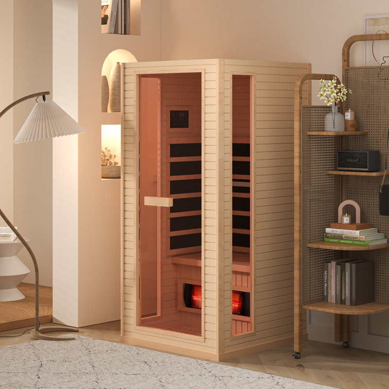 Erommy Single Sauna, Low Emf Far Infrared Sauna, Home Spa Sauna With Bluetooth Speaker, Chromotherapy Lighting + Red Light Function