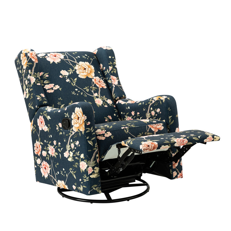 Antonanzas Floral Manual Swivel Glider Recliner, Multi Navy Floral