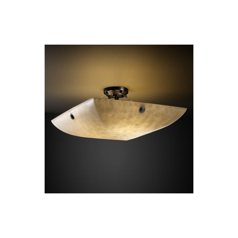 Plafonnier semi-encastré 3 lumières 21 po Arkham, Noir mat