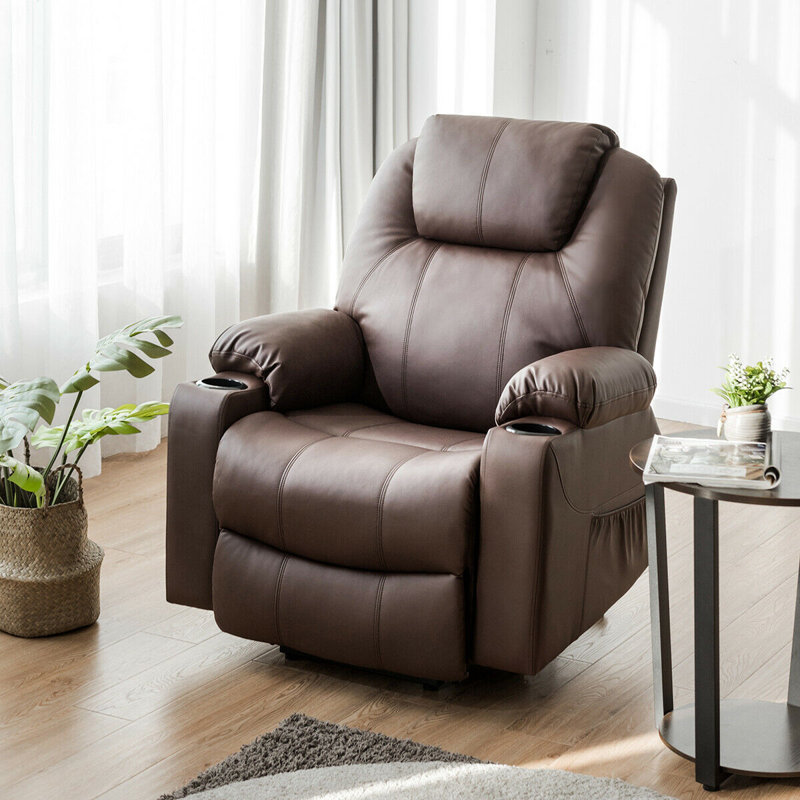 Faux Leather Massage Chair, Brown Faux Leather