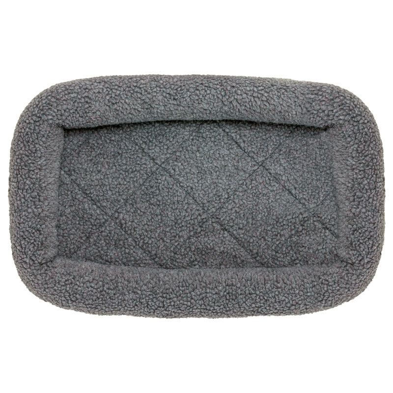 Faux Lambswool Crate Bolster Pet Bed, Extra Small (13" W x 22" D x 2.25" H), Gray