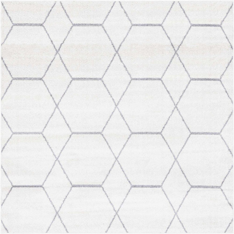 Tapis contemporain Tellaro de couleur crème, Carré 7 pi