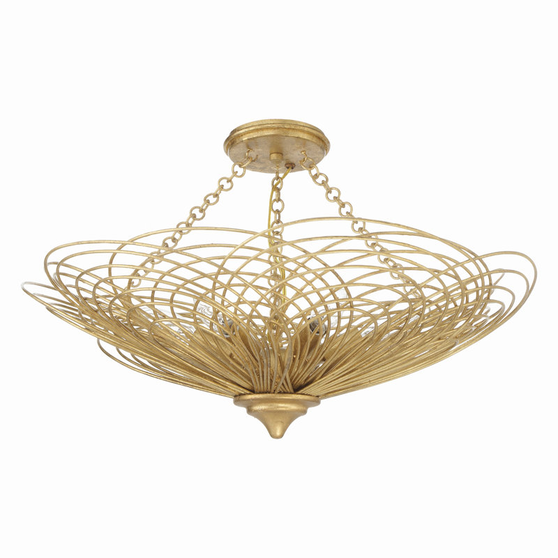 Afshan 6 - Light Dimmable Wagon Wheel Chandelier, Gold