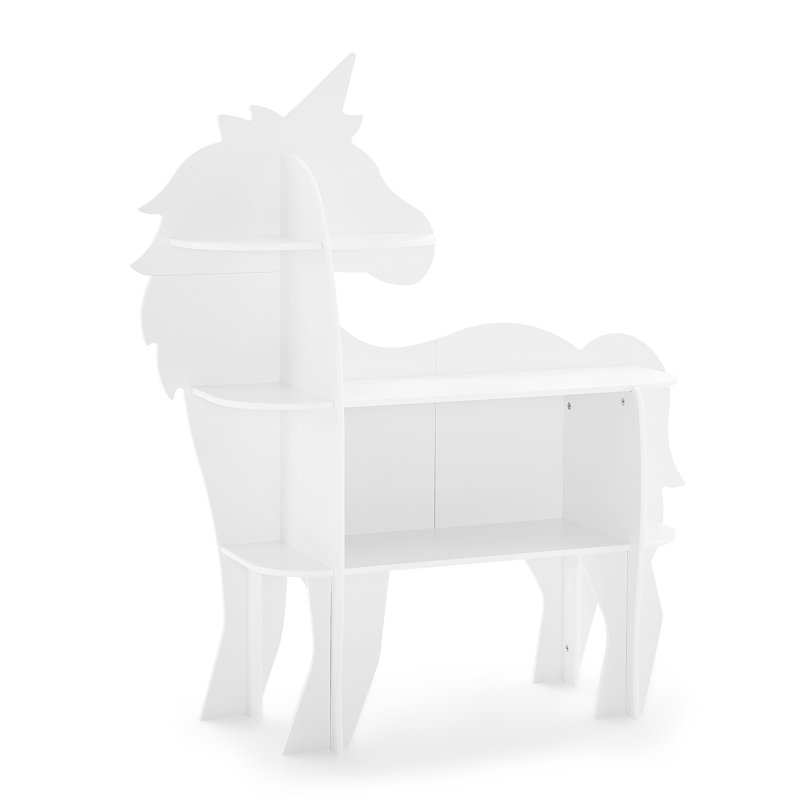 White Unicorn Shaped Kids Bookcase with Multiple Shelves