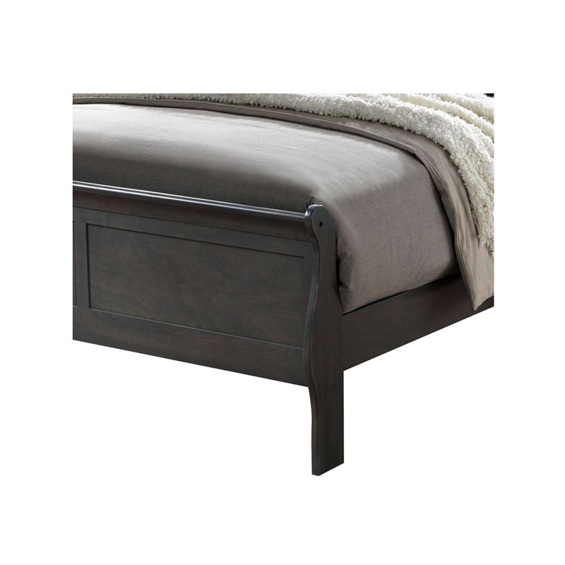 Lit gris, grand lit, design contemporain, structure en bois massif, pour la chambre à coucher, fondation nécessaire