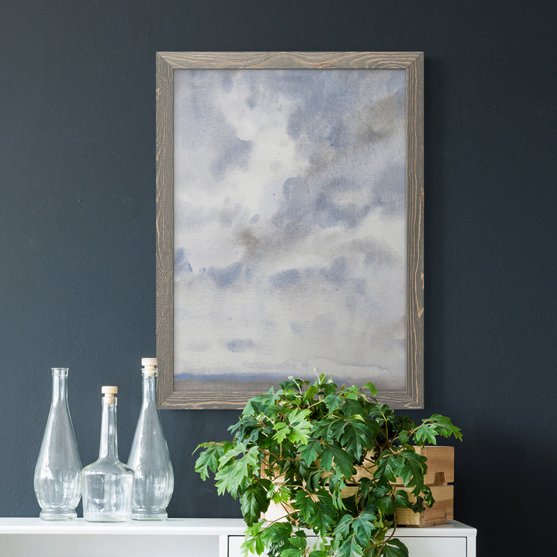 Ciel bleu III - Peinture sur toile encadrée, H 44 po x l 31 po x P 1 po, Gris