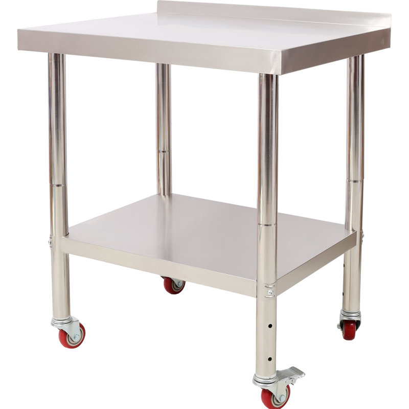 Table de travail en acier inoxydable d'une capacité de charge de 30 1/2 x 35 1/2 pouces avec capacité de charge de 440 lb avec une conception robuste, un dosseret, une tablette réglable et 4 tables de préparation d'hôtel