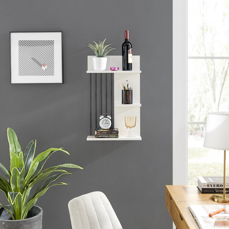 Badiah 3-Level Tiered Shelf Unit, White/Black