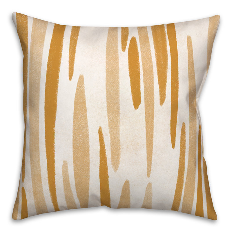  Coussin décoratif intérieur / extérieur à rayures, Orange / Jaune