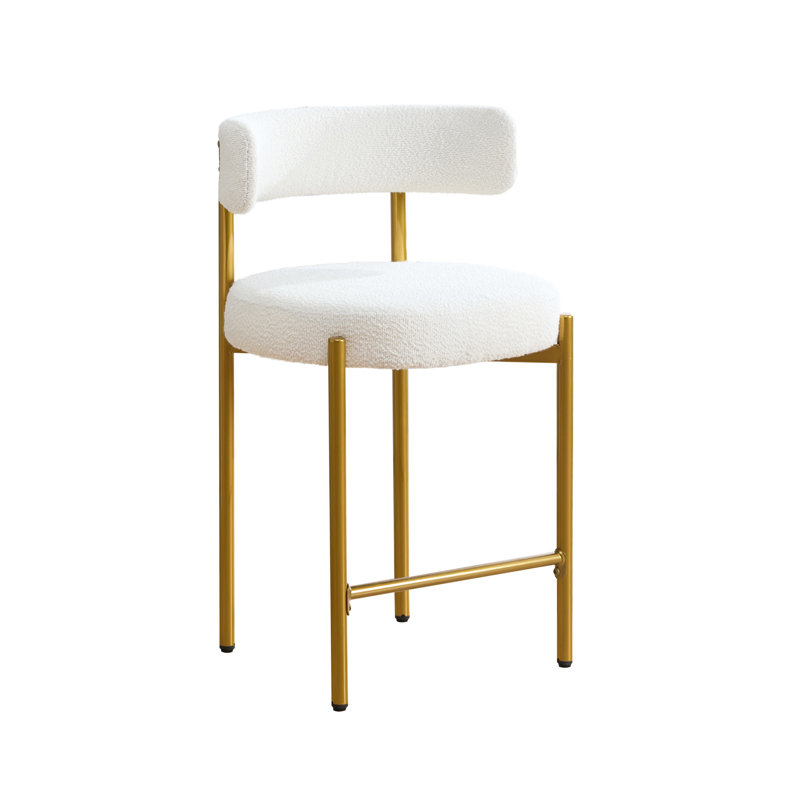 Tabouret de comptoir à dossier bas 24 po Najira, Doré, Cream White Polyester, 4