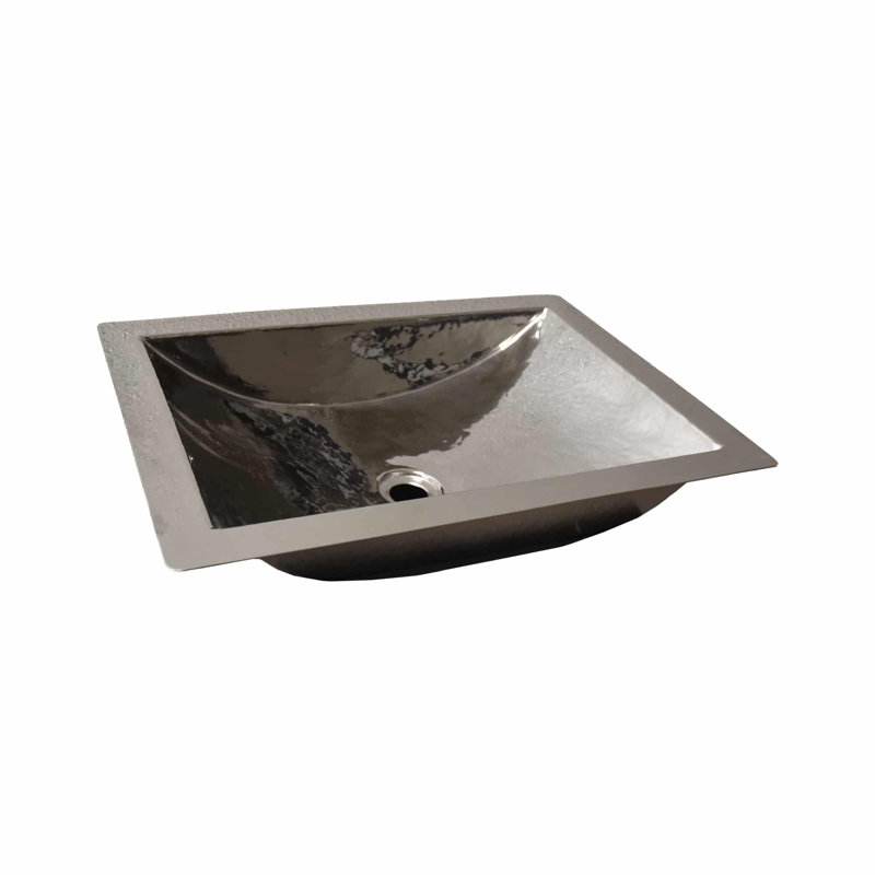 Avila 21" L x 15" W Hand-Hammered Copper Rectangular Undermount Bathroom Sink, Foundry Polished Nickel