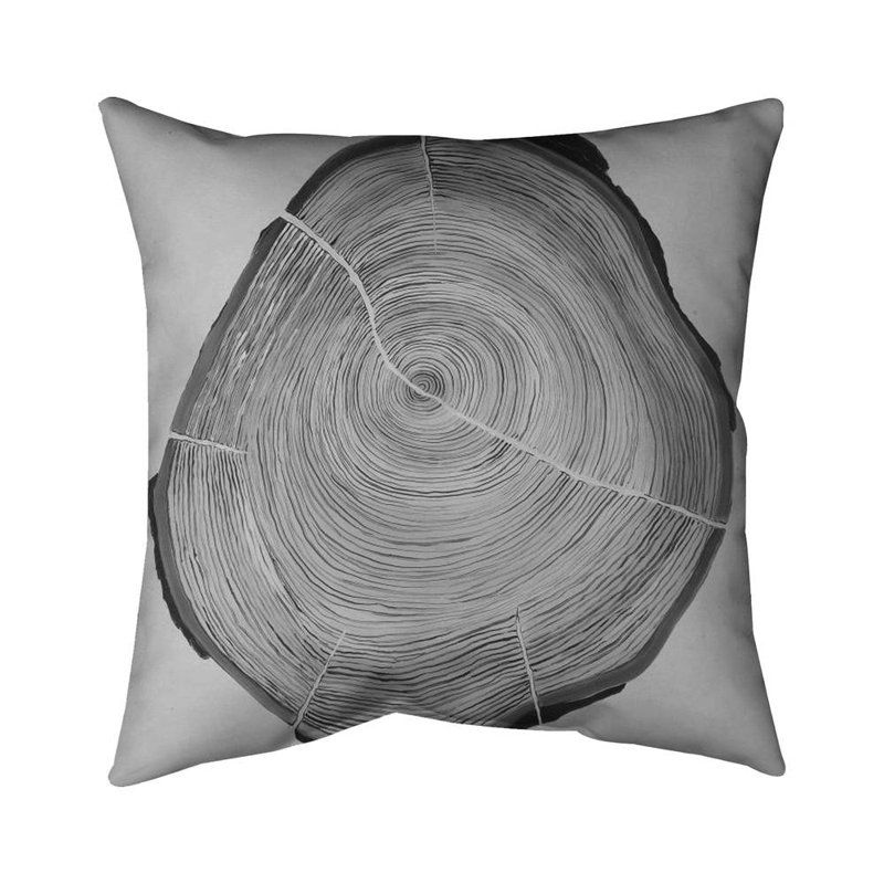 Grayscale wood log - 26"x26" Throw pillow - Poly twill - Print on demand