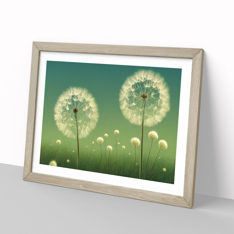 Dandelion Field - Single Picture Frame Print, Oak, 34cm H x 46cm W x 2cm D