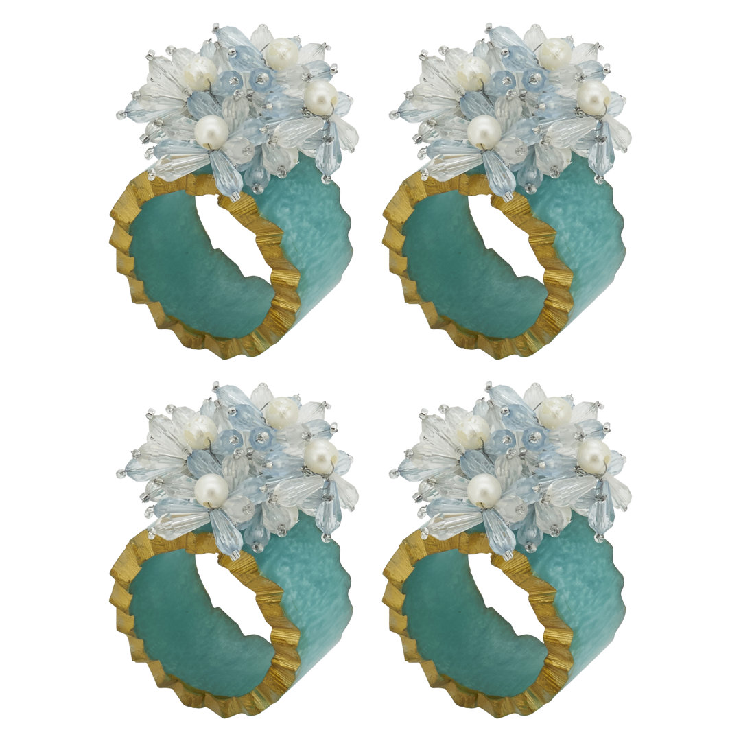 Beaded Petal Delight Resin Napkin Ring (Set of 4) (Set of 4) Saro 