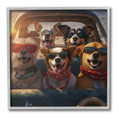 «Dogs on Road Trip», art de la giclée encadrée par Jim Baldwin