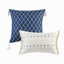 Ensemble d'édredon imprimé 5 pièces avec coussins décoratifs en tissu gaufré taupe / bleu double / grand-136331295