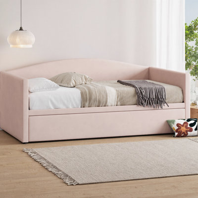 Cocoon Twin Size Velvet Daybed with Pop Up Trundle, Upholstered Sofa Bed Converts to King Size, Space-Saving Design for Guest Room & Small Spaces, No Box Spring Needed 660 lbs Capacity