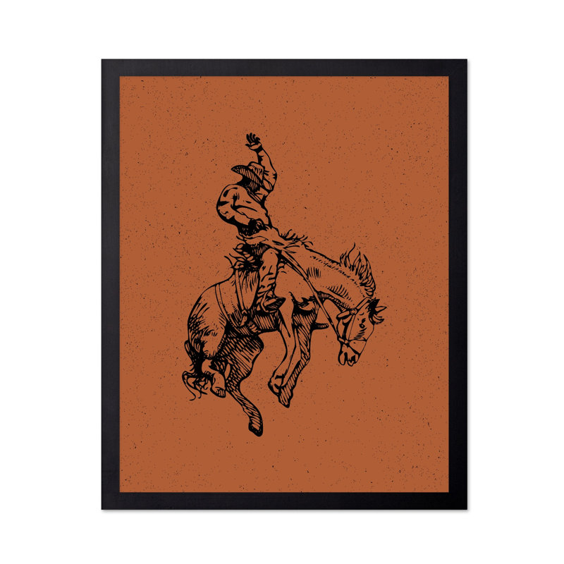 Cheval de cowboy brun, 24"H x 32"W, Poster, Unframed