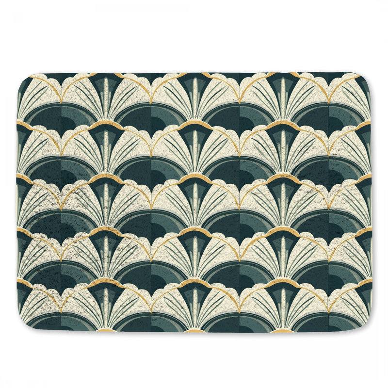 Tapis de bain à motif de ventilateur abstrait Hollywood Regency, L 34 po x l 21 po