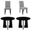 Ensemble de salle à manger 5 pièces - plateau d'aspect marbre, pieds en bois d'hévéa massif, 4 chaises rembourrées en lin, assemblage en 30 minutes, charme bicolore beige et noir-1946034689-1946034691