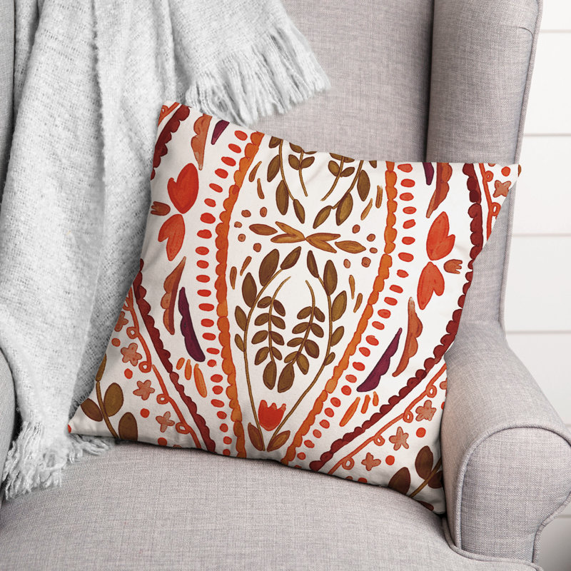 Housse et insert de coussin extérieur d'extérieur, Rouge / Brun, Floral 2