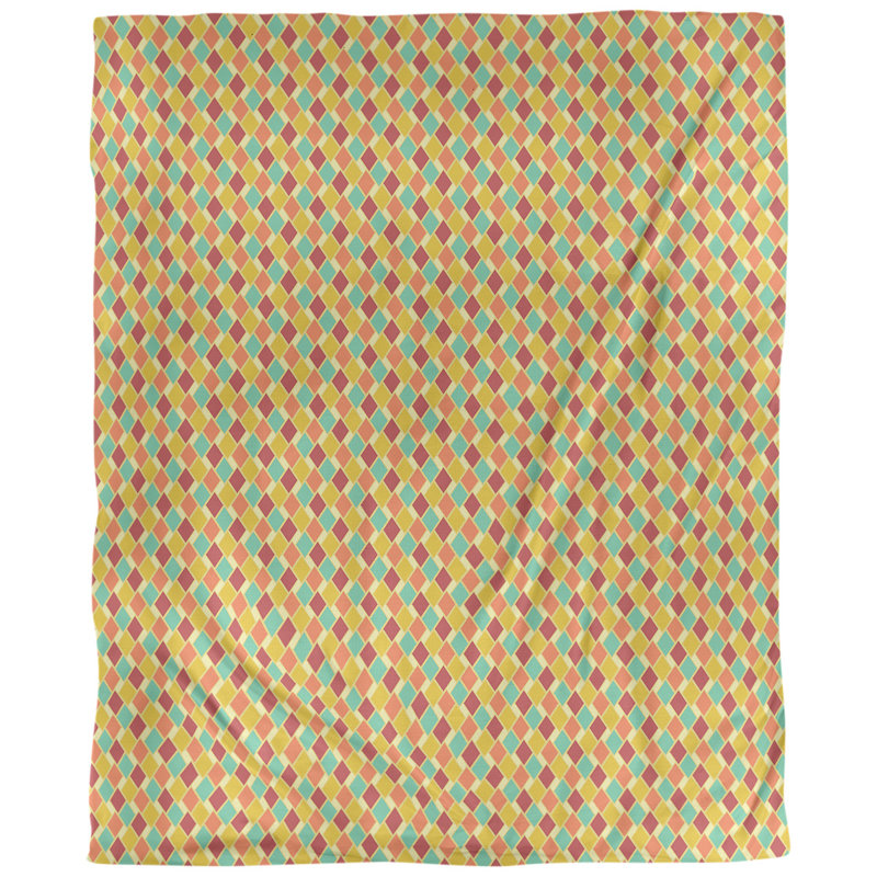 Tissu diamants, Jaune et orange, L 58 po x l 36 po, Faux lin