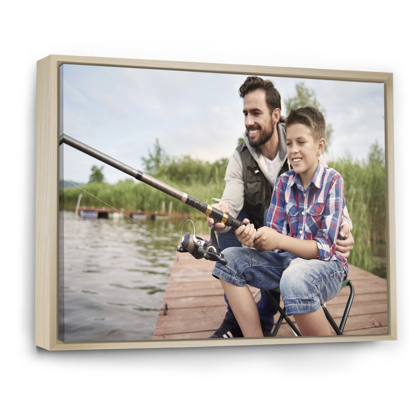 " Hunter S Fishing Pursuit II ", 16" H x 32" W x 1" D, Natural Floater Framed