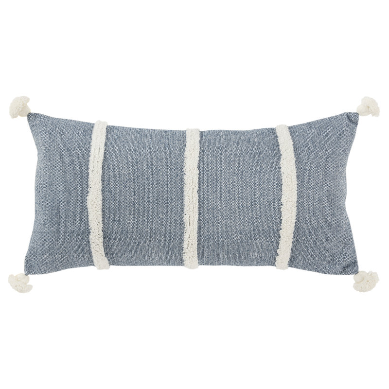  100% Cotton Lumbar Rectangular Pillow Cover & Insert, Dark Bright Blue