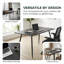 Bureau de bureau moderne 51,18 po grain de bois noir café avec cadre en métal noir, surface de travail spacieuse pour le bureau personnel