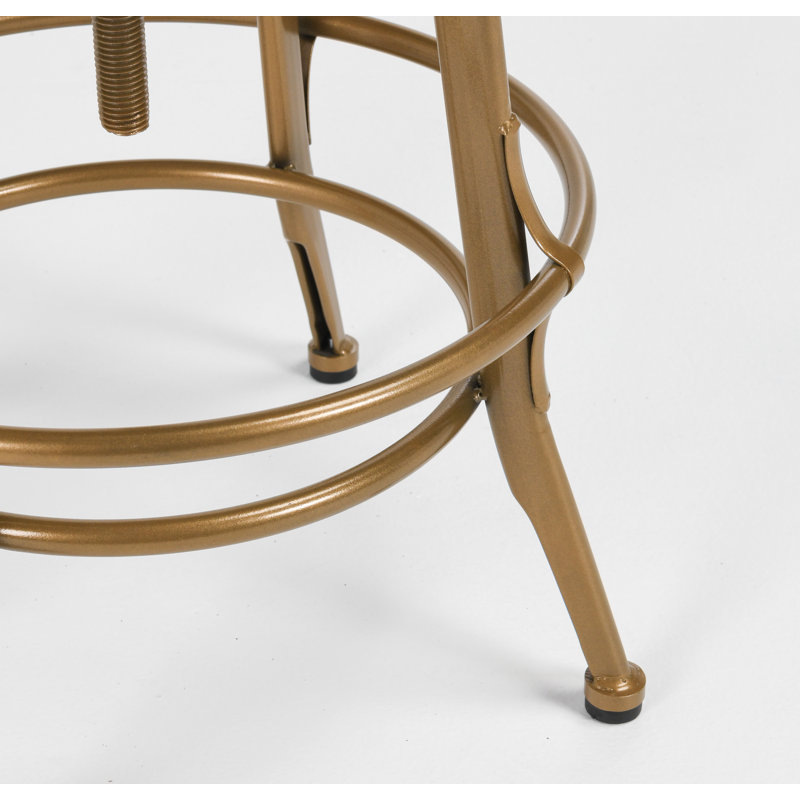 Swivel Solid Wood Adjustable Height Stool, Bronze