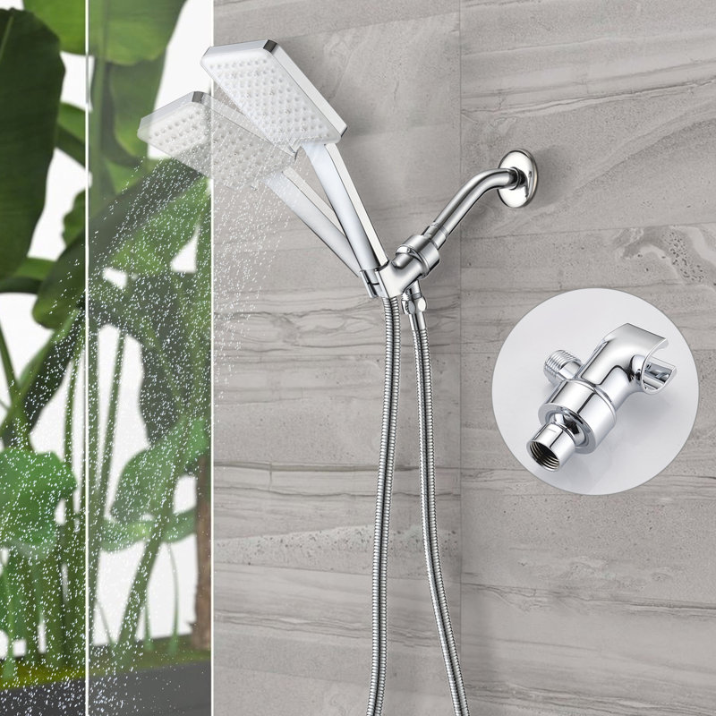 Shower Faucet With 6 Spray Patterns - Powerful Force, Easy Clean, Square Mounting Handheld Head Options, Avoid Blockage, Wall Design