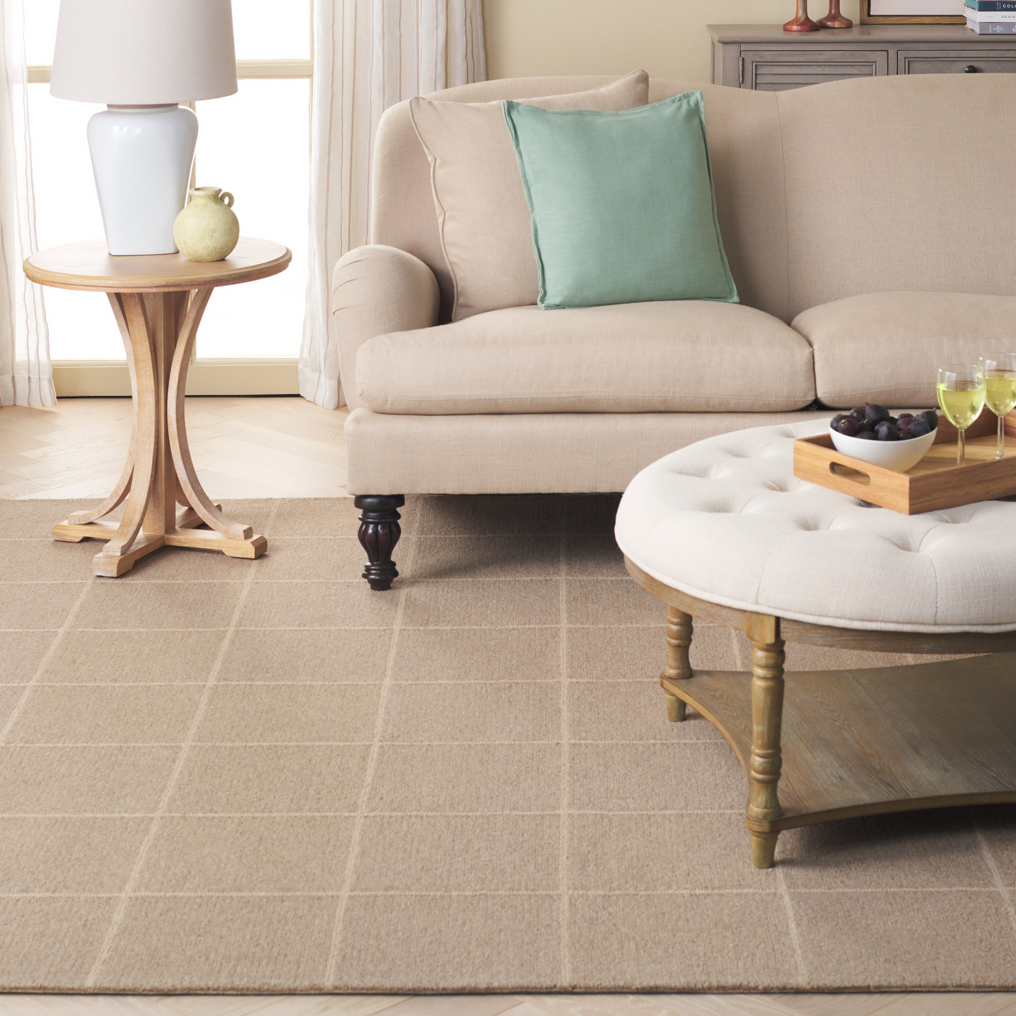  300 Hand Tufted Wool/Cotton with Latex Geometric Rug in Beige, Rectangle 8' x 10'