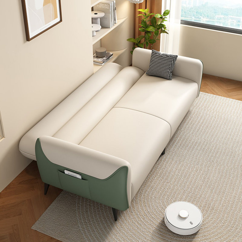 Canapé-lit standard en 100% polyester et bois massif beige, blanc, vert et noir, H 29,92 po x l 66,93 po x P 28,35 po, 2