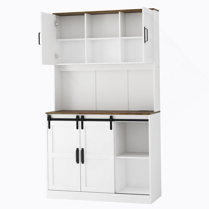 Armoire de cuisine avec rangement Coffee Bar, Noir, Blanc 1