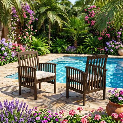 Chaise de salle à manger d'extérieur en bois d'acacia l 25 po x P 22,75 po x H 35 po Casa (ensemble de 2)
