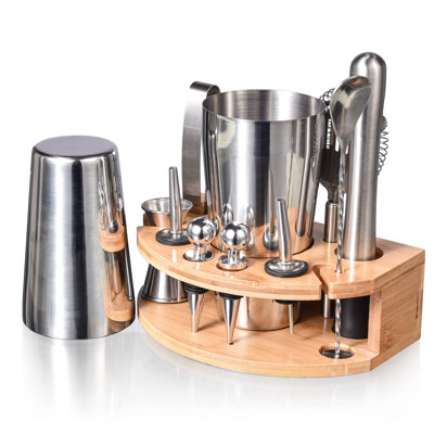 Bartender Kit With Stylish Bamboo Stand, 12 Piece 20Oz/25Oz Boston Cocktail Shaker Set For Mixed Drink, Professional Stainless Steel Bar Tool Set, Gif -  Mint PantryÂ®, CEBA46A291B04EC0AE35A939EF78C641