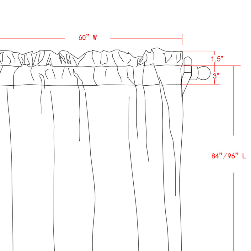 Paire de rideaux semi-transparents avec passe-tringle, L 60 po x L 84 po